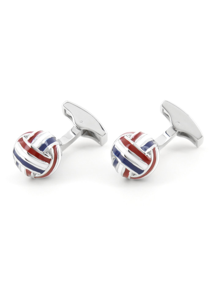 Manchetknopen bollen blauw, wit, rood - Cambon