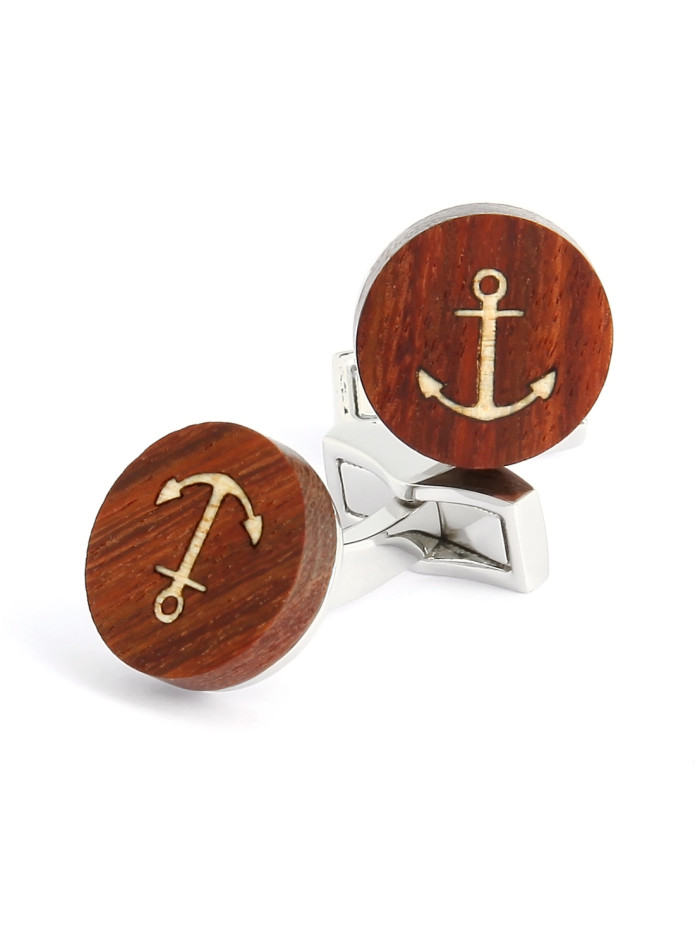 Houten manchetknopen zeeanker - Dinard