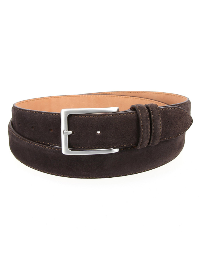 Donkerbruine riem in suède leer - Lino
