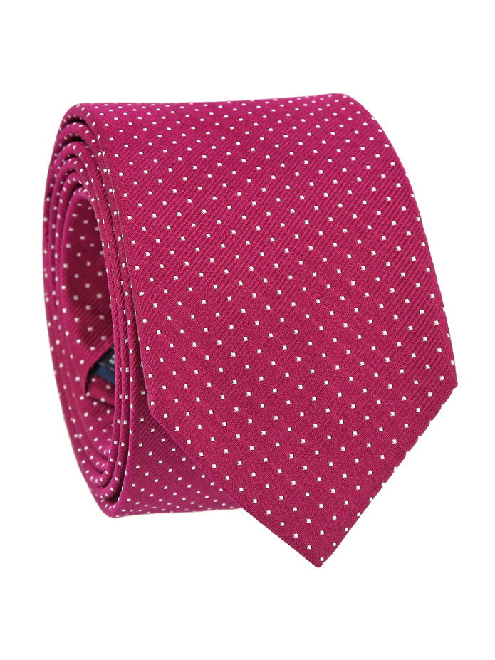 Bordeaux stropdas met witte stippen Wdc