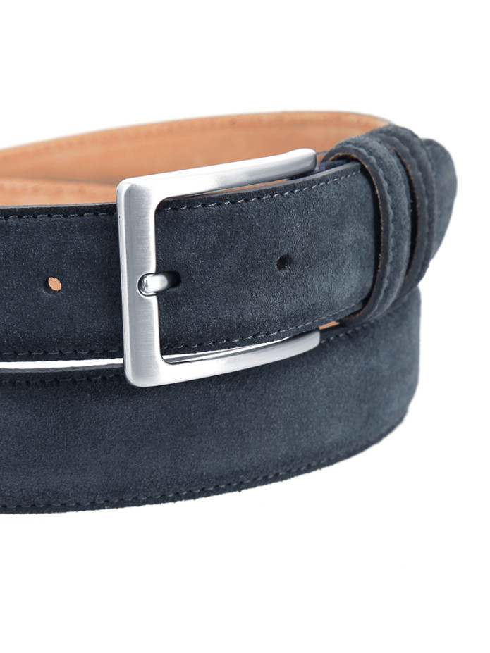 Staalblauwe suède riem - Lino