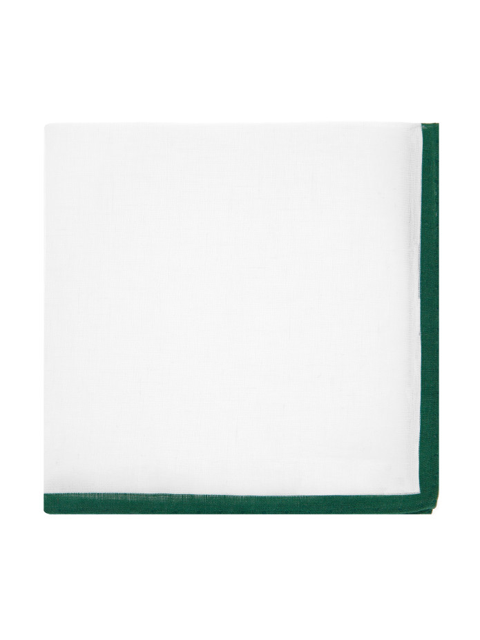 Witte linnen pochette met Engelse groene zoom