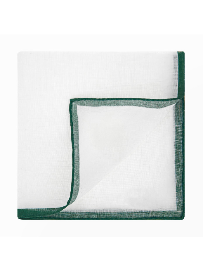 Witte linnen pochette met Engelse groene zoom