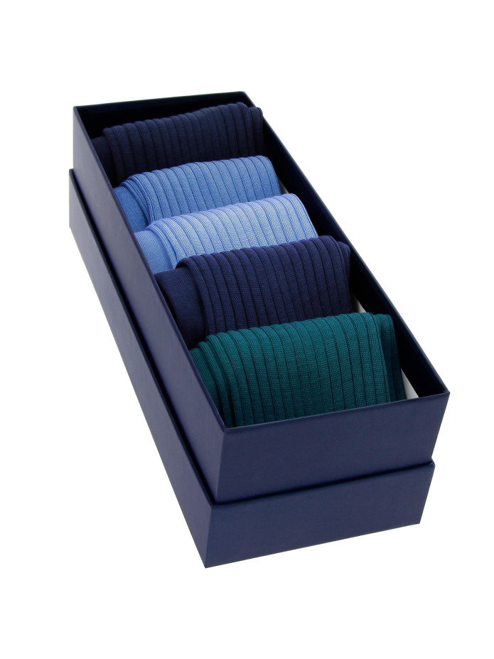 Weekset sokken van Fil d'Écosse - Blauw kleurenpalet