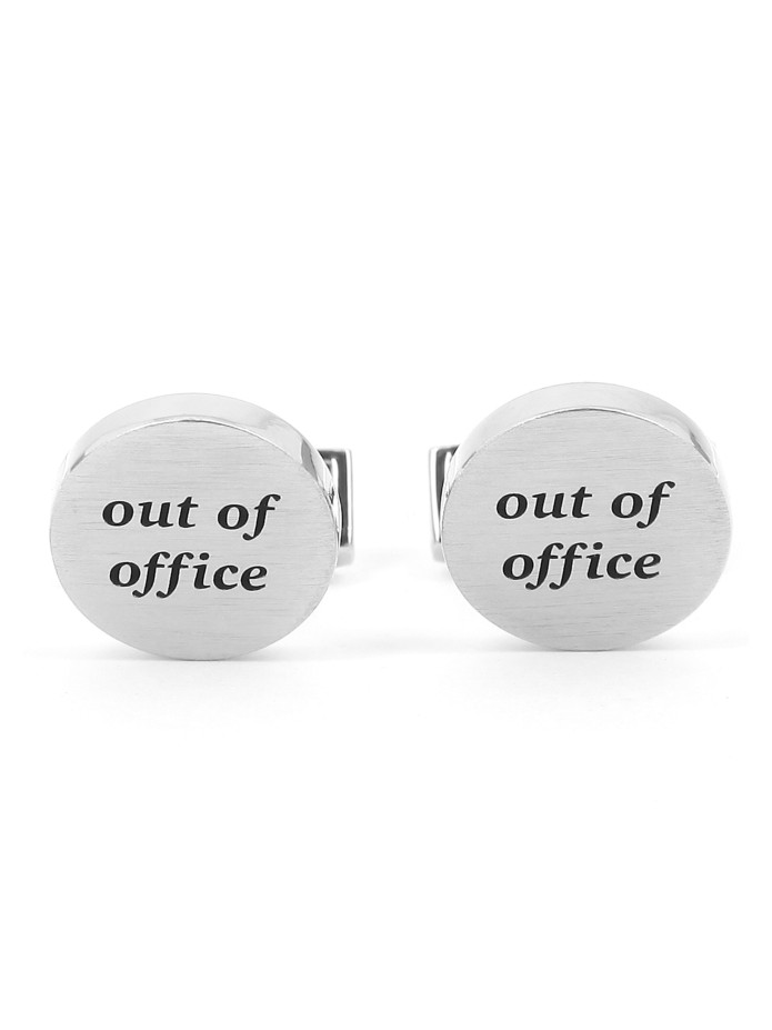 Ronde gegraveerde manchetknopen - Out of office