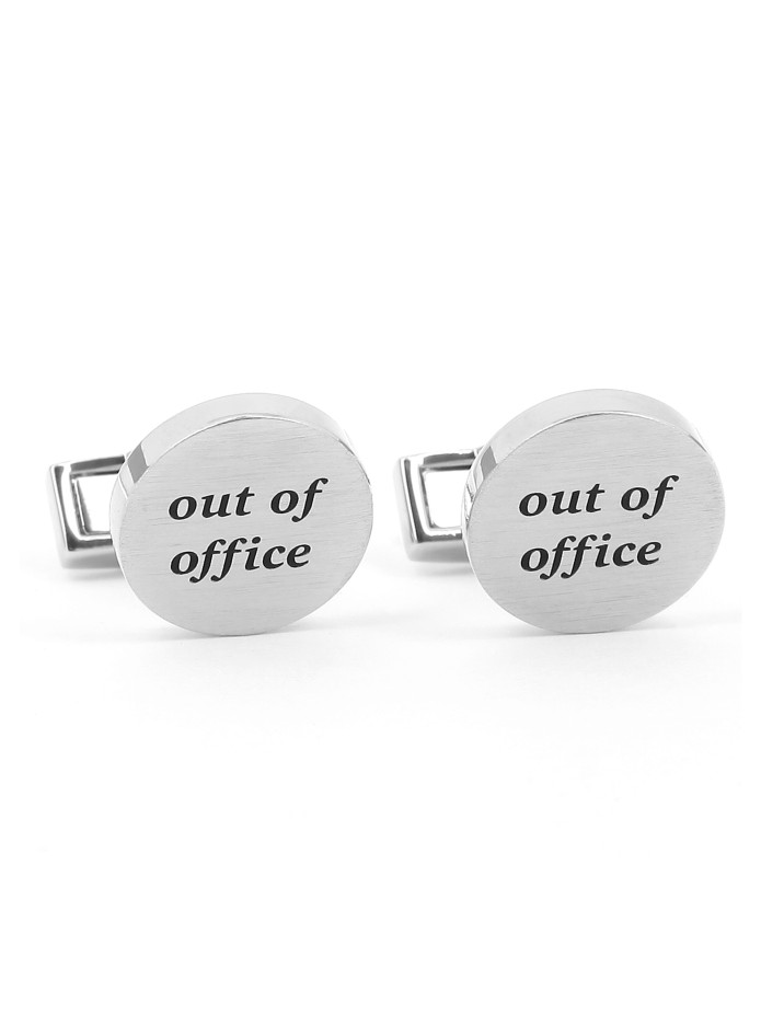 Ronde gegraveerde manchetknopen - Out of office