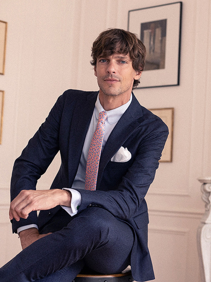 Musketiers overhemd met Engelse kraag mini twill hemelsblauw
