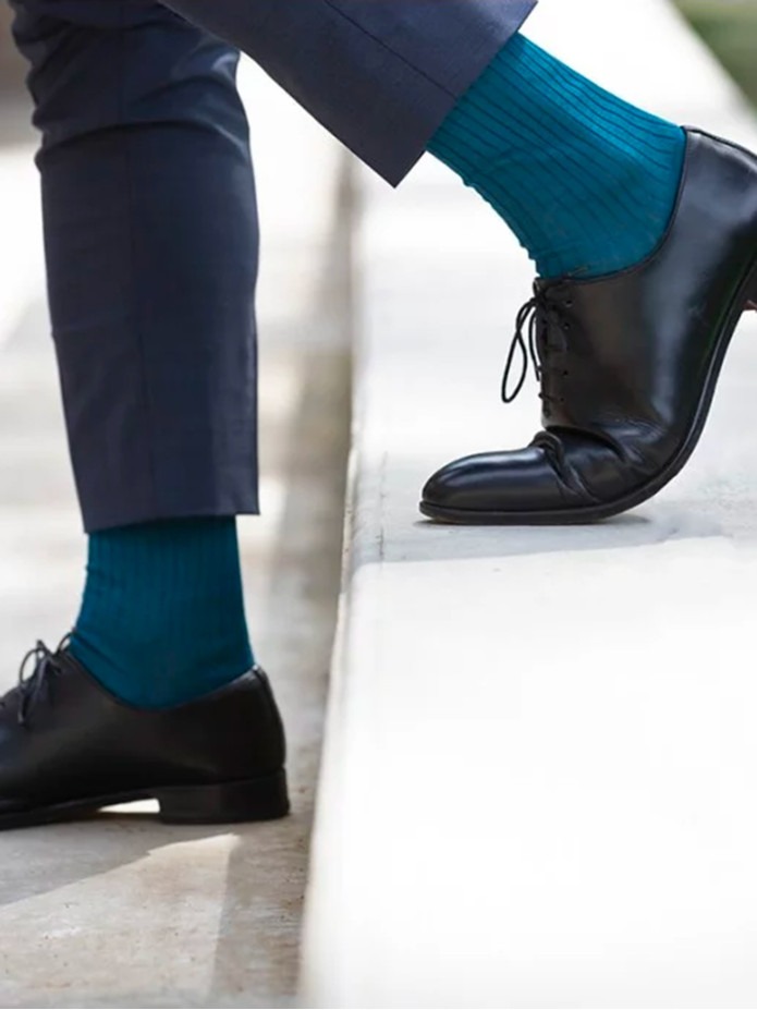 Sokken Fil D'Écosse petrolblauw