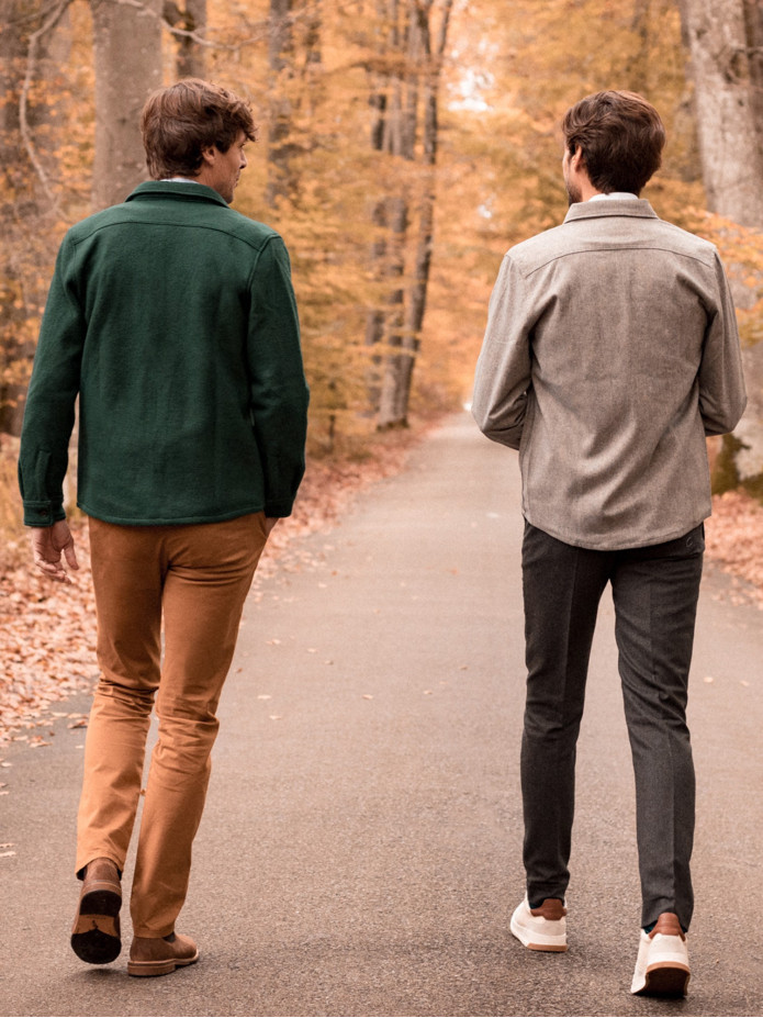 Overshirt in gekookte wol groen