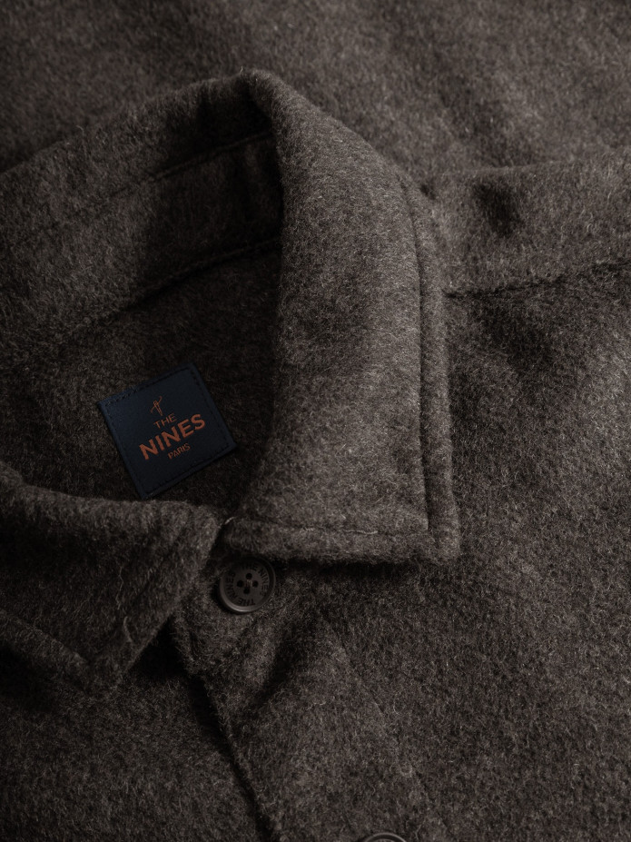 Overshirt in gemengde wol bruin
