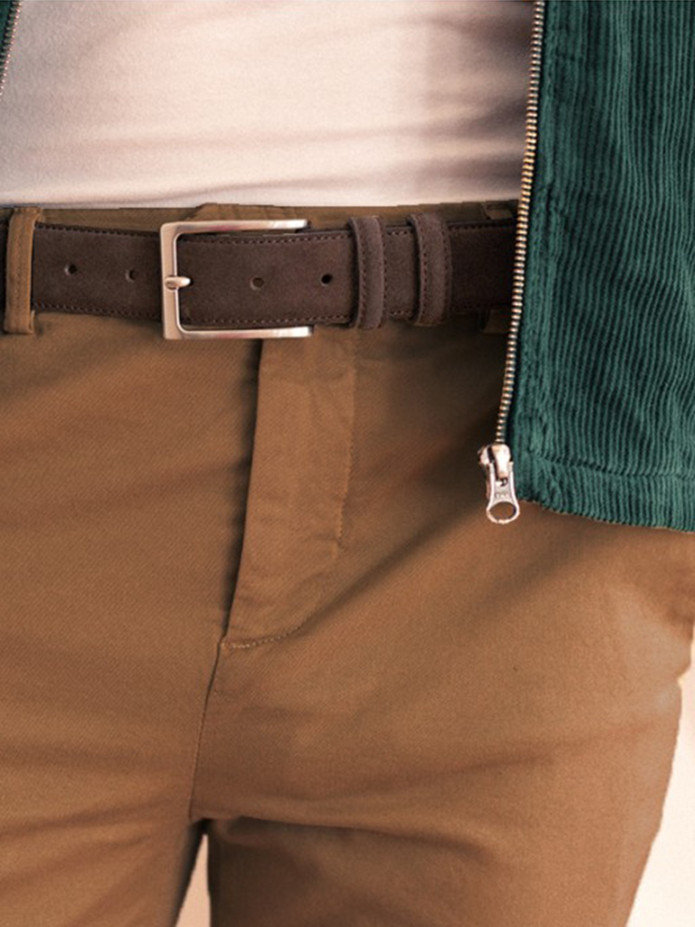 Donkerbruine suède riem - Lino