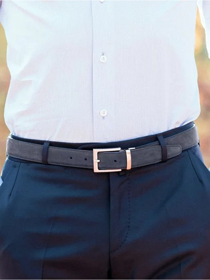 Reversibele marineblauw riem Clint