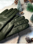 Leren handschoenen kaki kasjmier voering