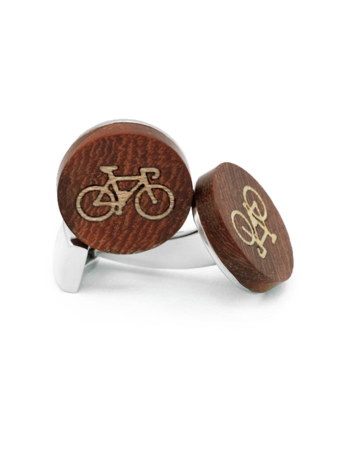 Manchetknopen racefiets in hout
