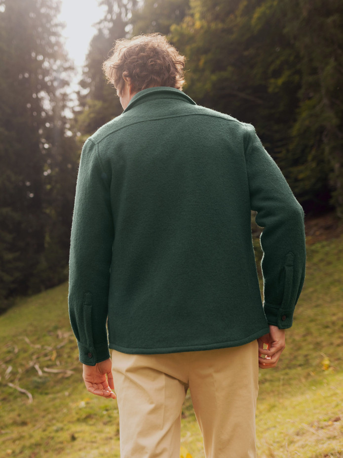 Groen gekookt wollen overshirt