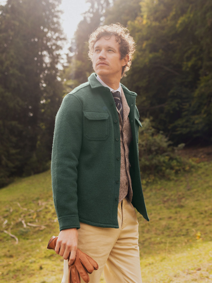 Groen gekookt wollen overshirt