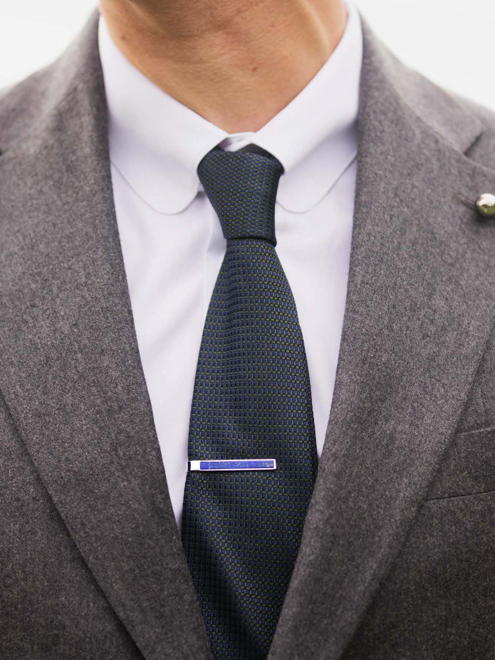 stropdasklem zilver en blauw