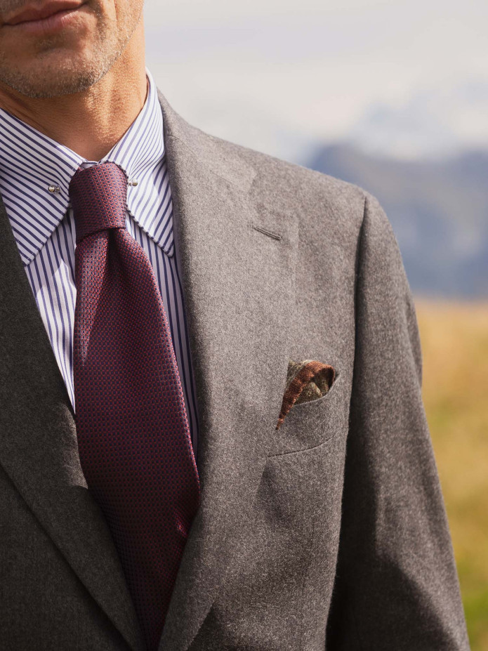 Grijze flanellen blazer van wol en kasjmier