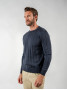 Trui ronde hals geribbeld blauw storm
