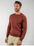 Trui ronde hals geribbeld rood baksteen