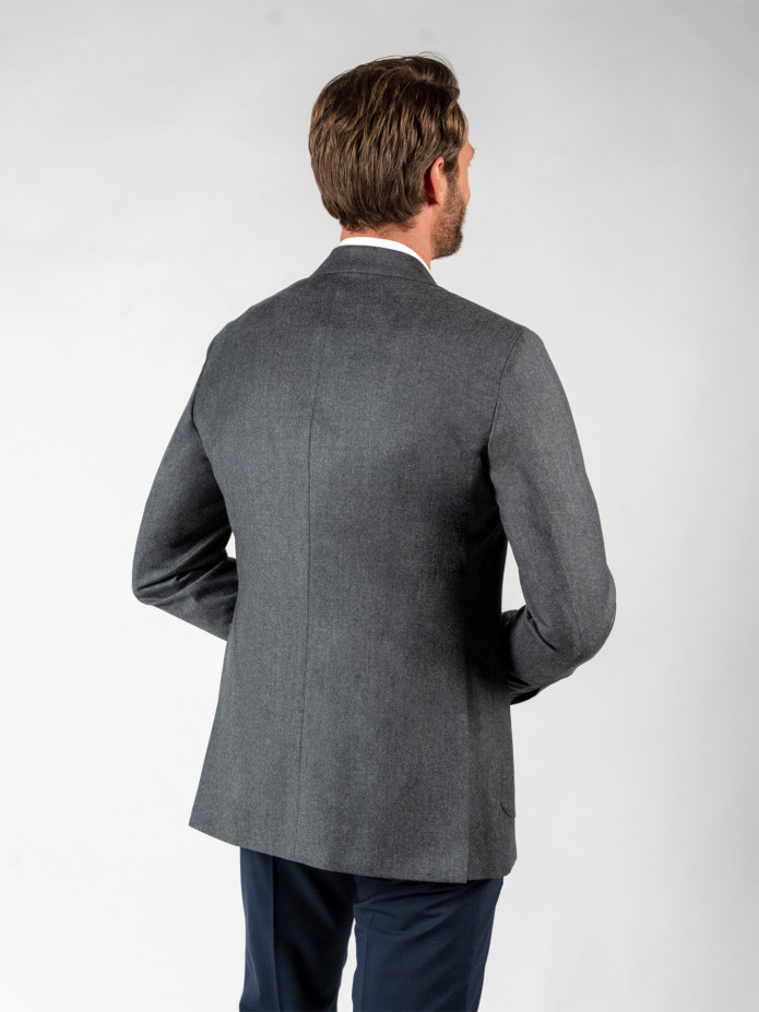 Blazer in grijze flanellen wol en kasjmier