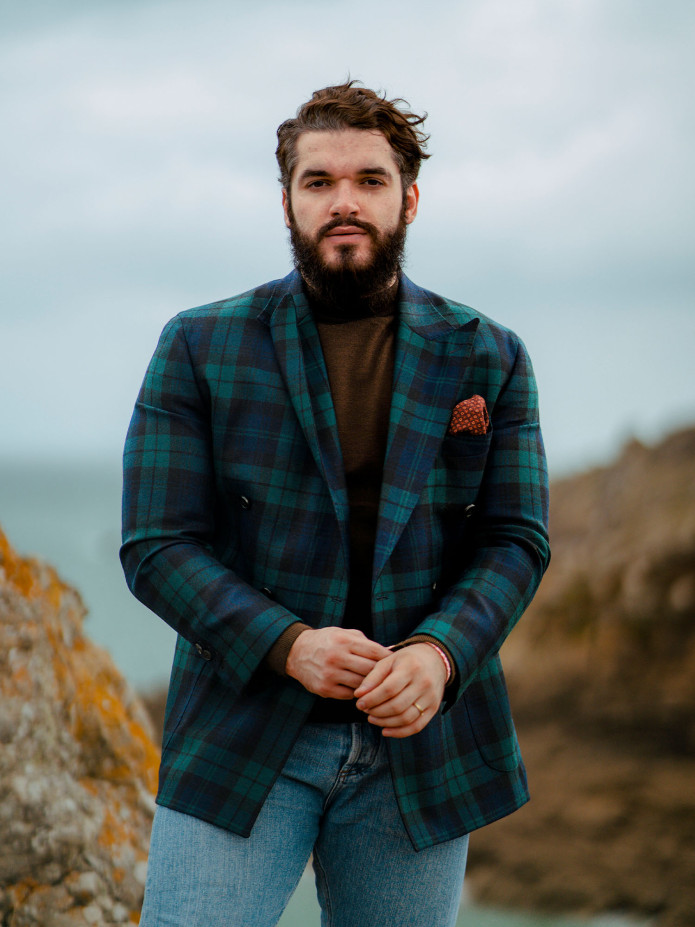 Dubbelrij tartan blazer Glaz