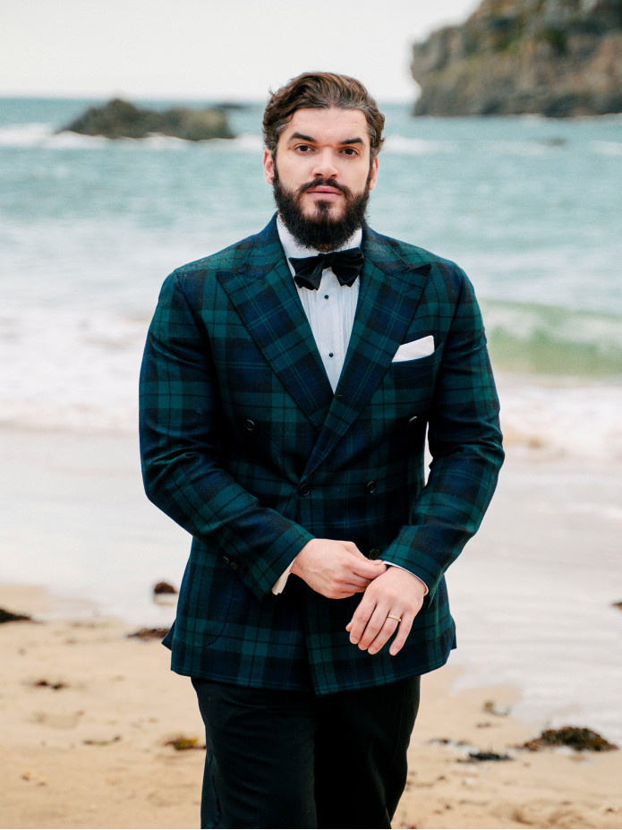 Dubbele rij blazer tartan Glaz