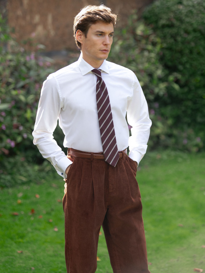 Hoge taille broek in cognac fluweel - Faro