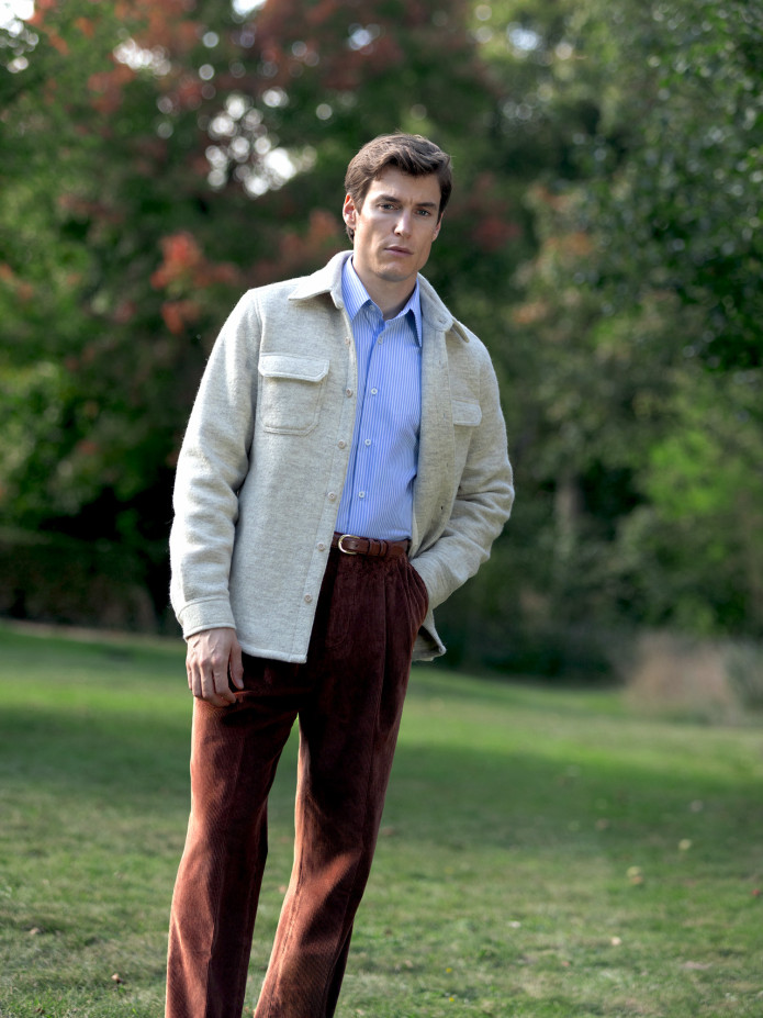 Hoge taille broek in cognac fluweel - Faro