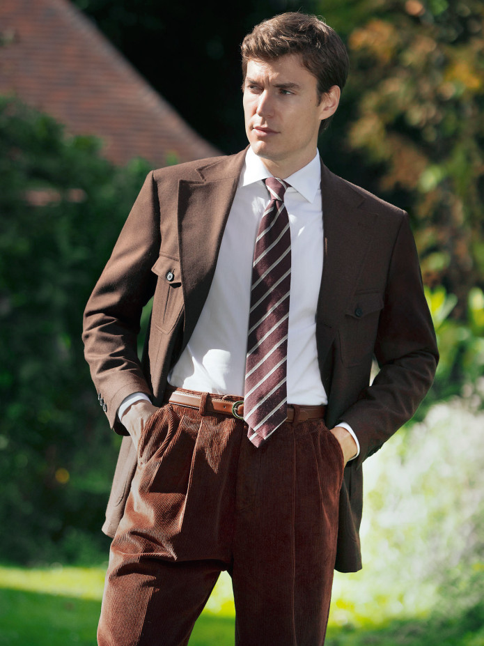 Hoge taille broek in cognac fluweel - Faro