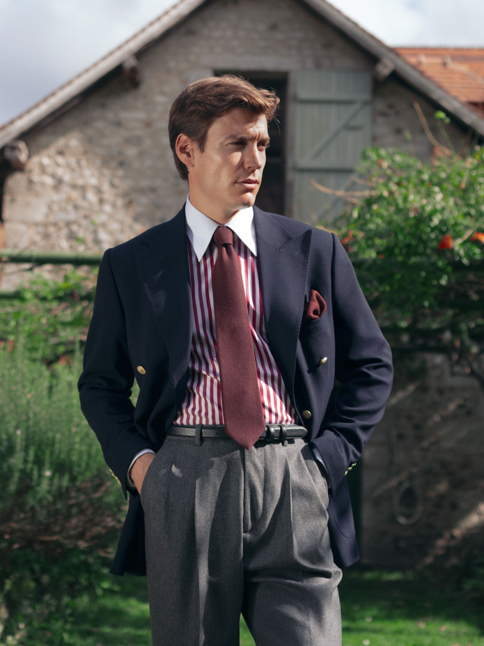 Dubbeldicht blazer donkerblauw met gouden knopen - drop 4