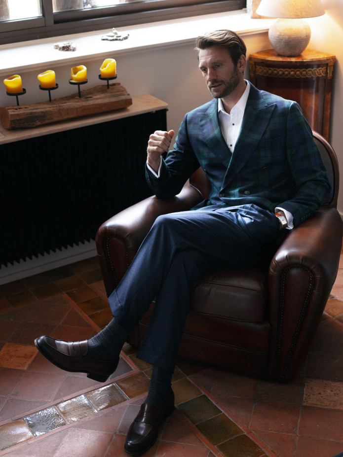 Dubbele rij tartan blazer Glaz