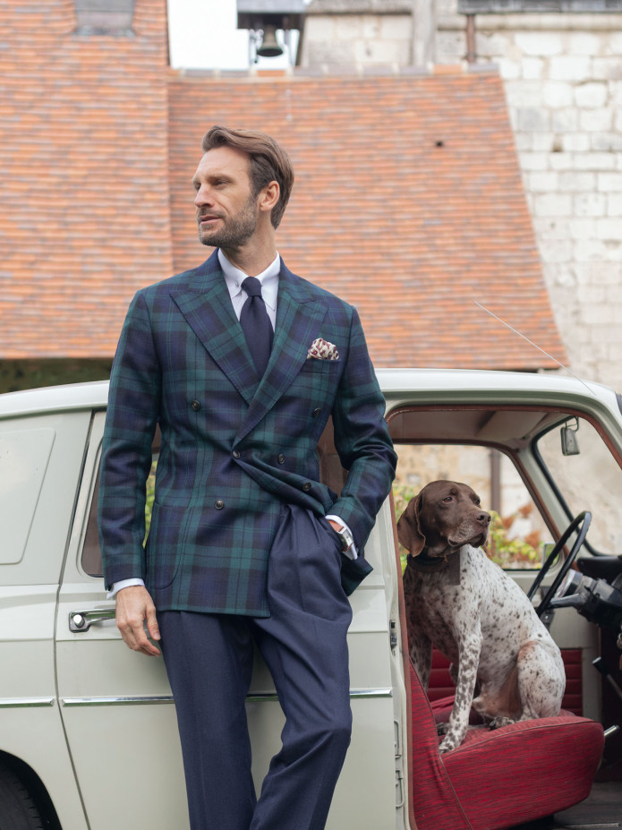 Dubbele rij tartan blazer Glaz
