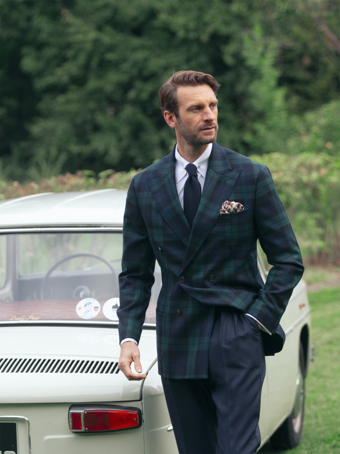 Dubbele rij tartan blazer Glaz