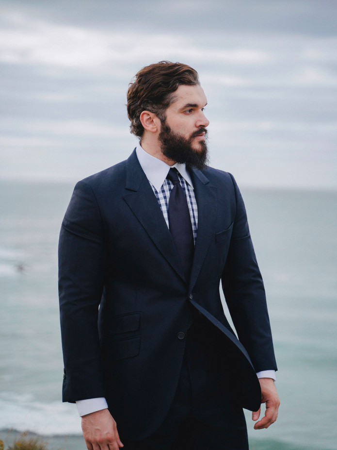 Overhemd met Franse kraag in marineblauw vichy twill