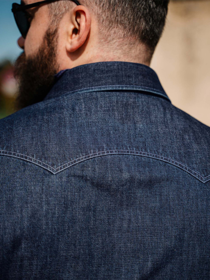 Bronson western overhemd klassieke kraag in ruwe denim