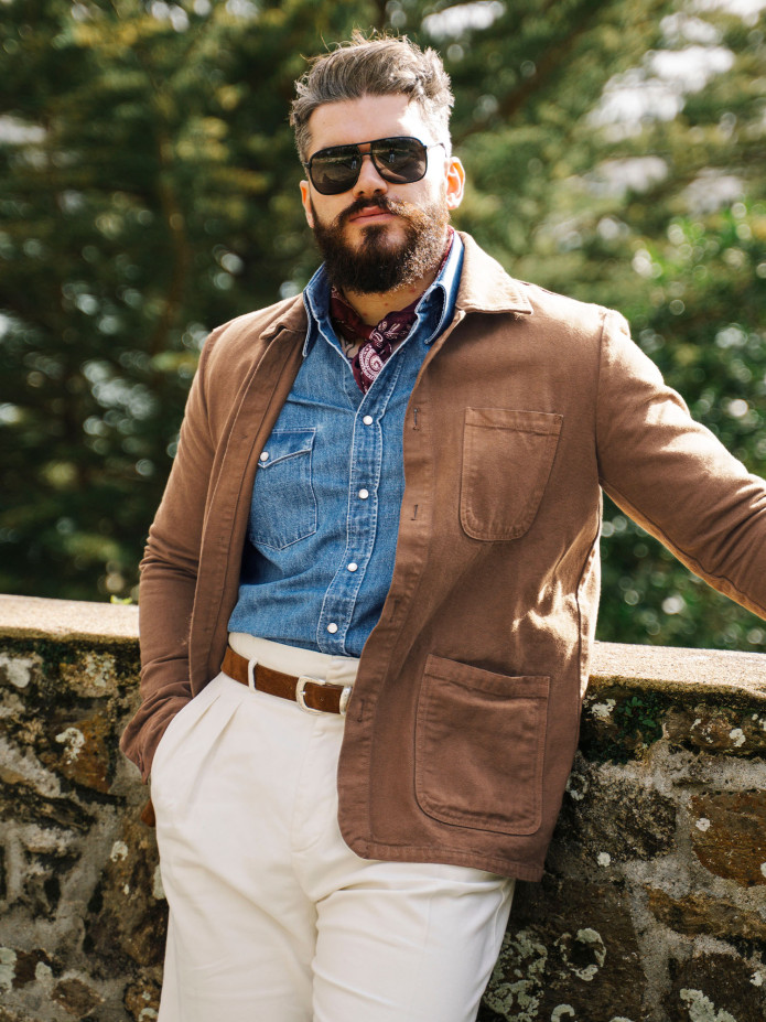 Bronson western overhemd klassieke kraag in bleach denim