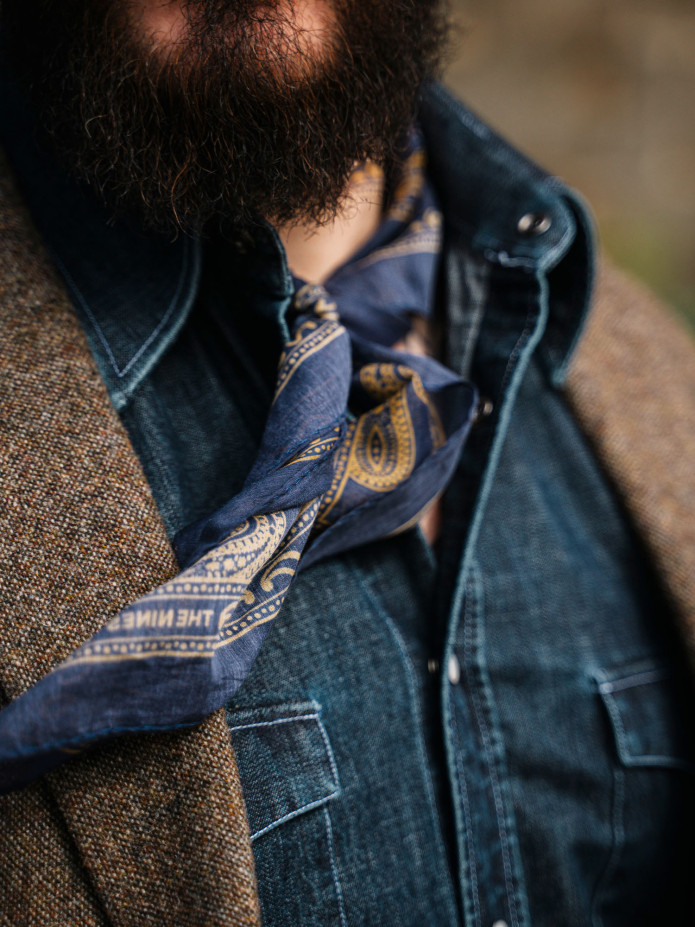 Bronson western overhemd klassieke kraag in ruwe denim