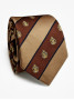 Clubdas van zijde bruin en beige met motieven