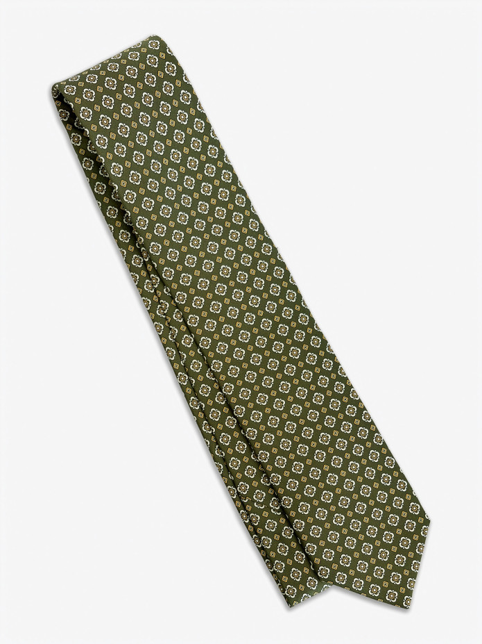 Groene zijden das met retromotief