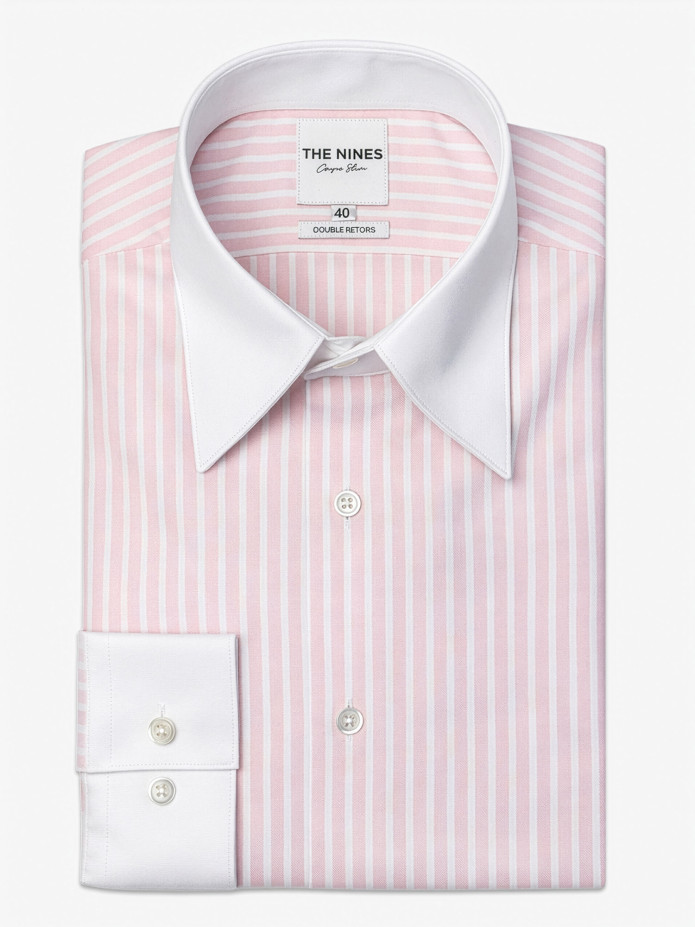 Overhemd met Franse kraag Winchester met roze strepen