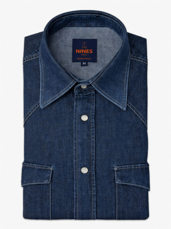 Western overhemd klassieke kraag in ruw denim Bronson