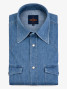 Bronson western overhemd met klassieke kraag in gewassen denim