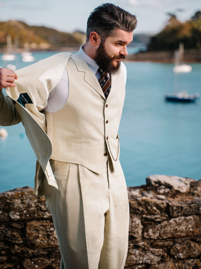 Beige linnen en katoenen gilet - Heol