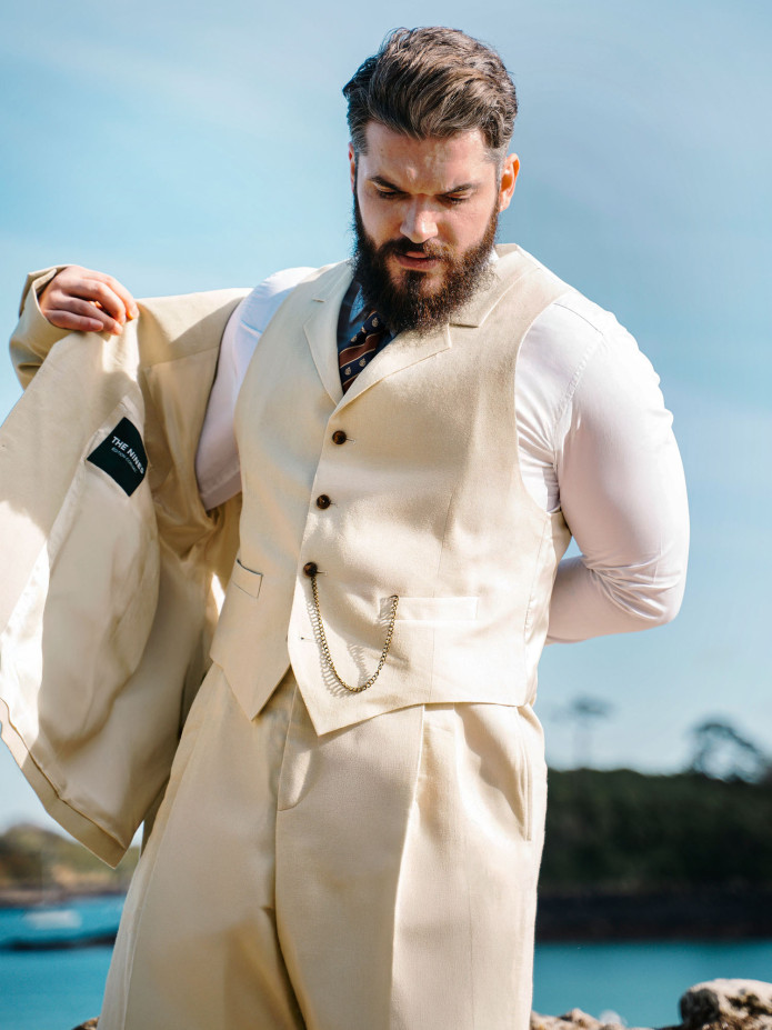 Gilet van linnen en beige katoen - Heol