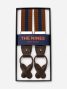 Heren bretels gestreept cognac en marineblauw met knopen