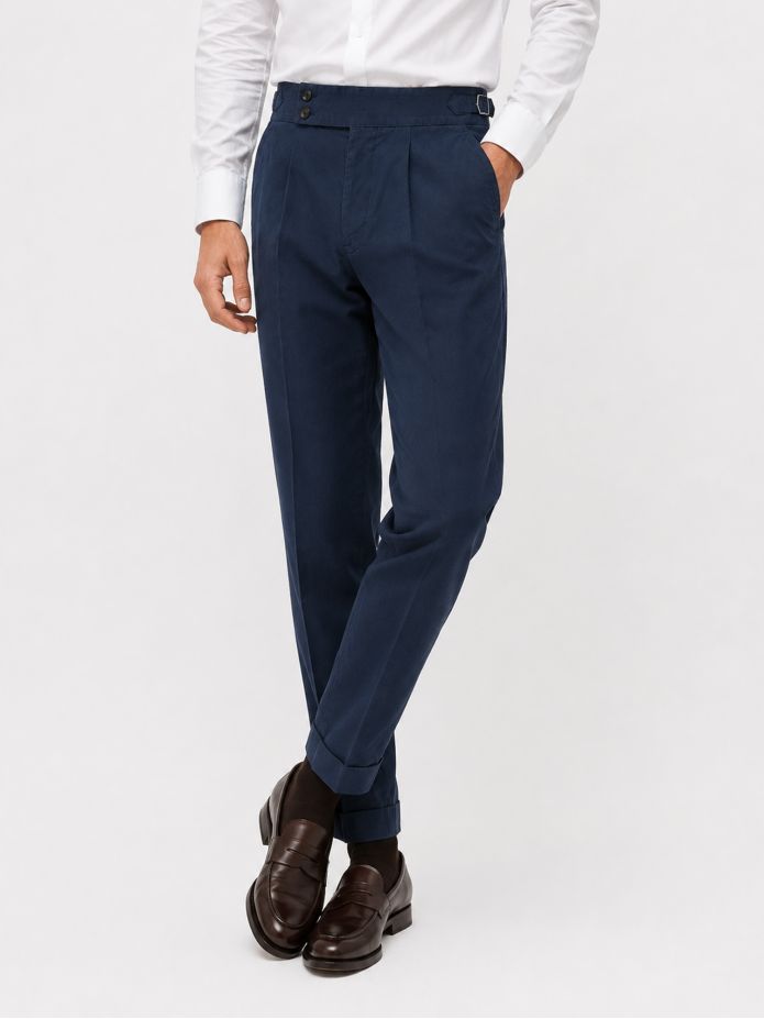 Donkerblauwe pantalon met plooien - Braga