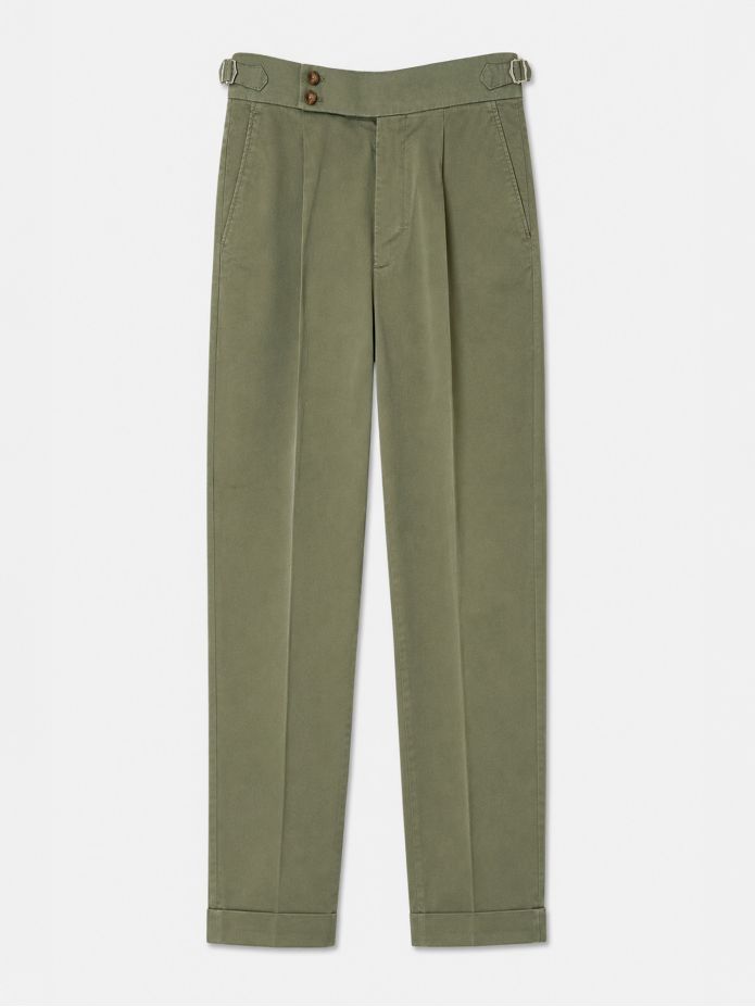 Kakikleurige pantalon met plooien - Braga