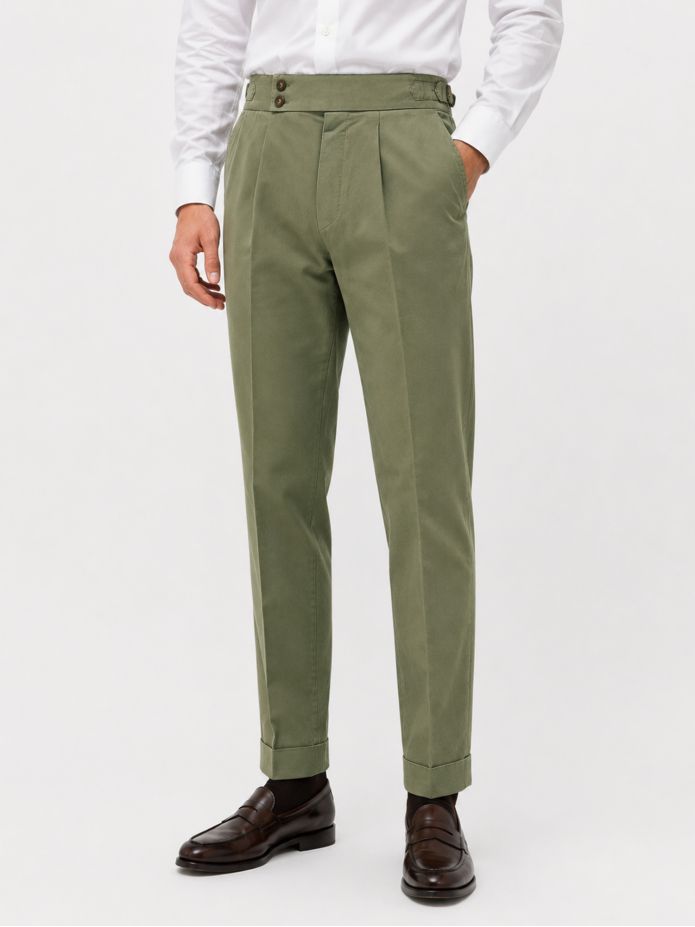 Kakikleurige pantalon met plooien - Braga