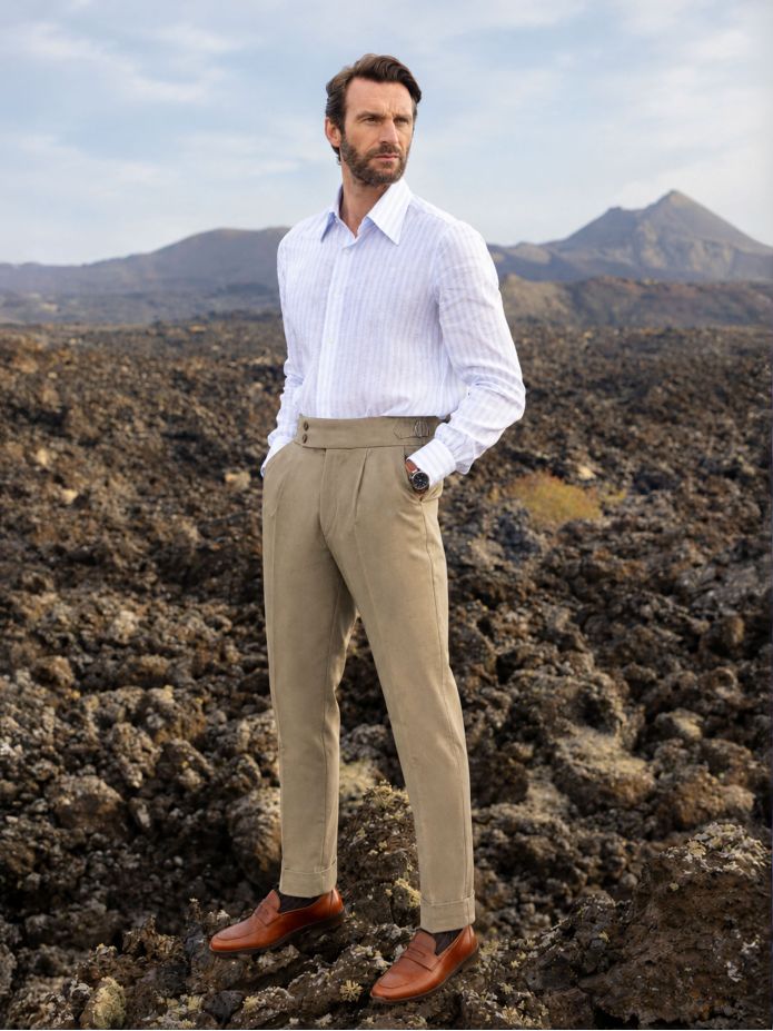Taupe pantalon met plooien - Braga